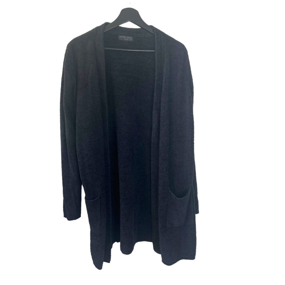 Barefoot Dreams CozyChic Lite Black Open Front Cardigan Large